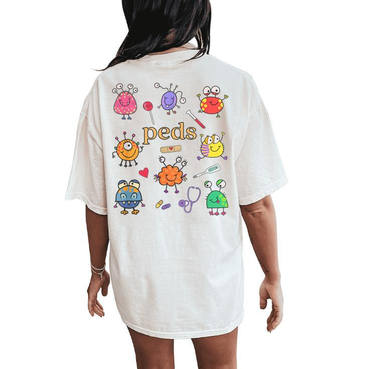 Pediatric Nurse Peds Nurse Peds Crew Rn Pediatric Emergency Women's Oversized Comfort T-Shirt Back Print