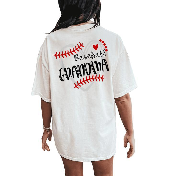 Personalized Baseball Heart Cute Grandma Baseball Women's Oversized Comfort T-Shirt Back Print