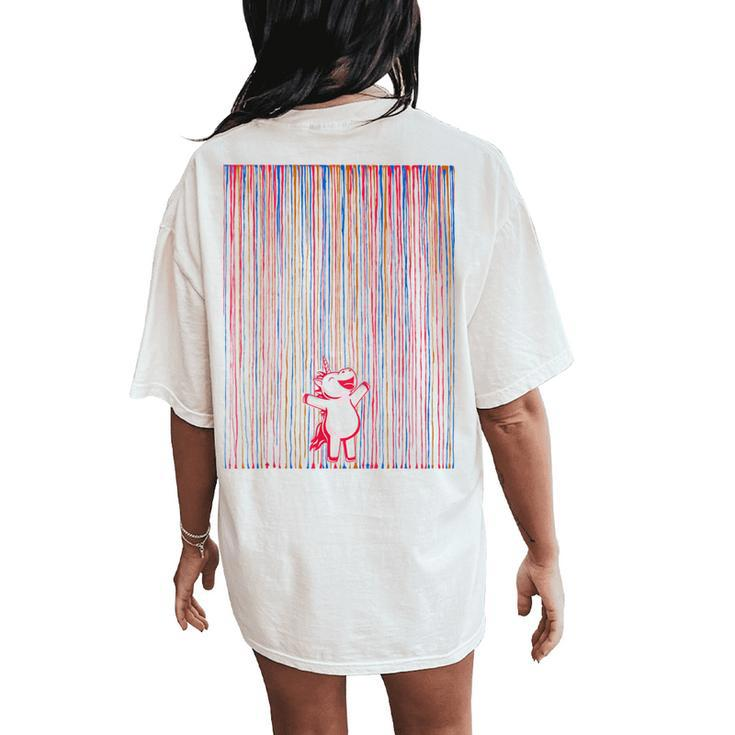 Rainbow Cute Unicorn Graffiti Women's Oversized Comfort T-Shirt Back Print
