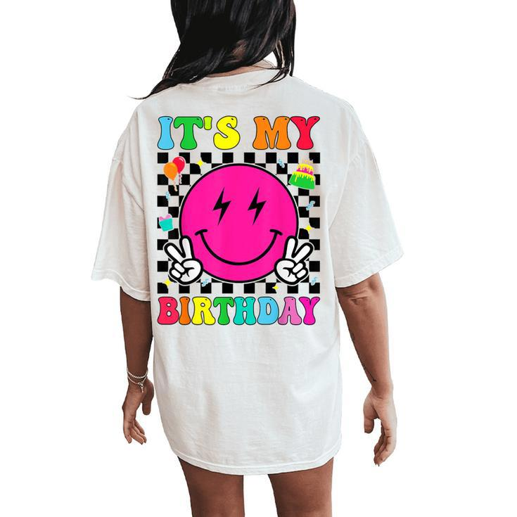 Retro Groovy It's My Birthday Boys Girls Kid Bday Women's Oversized Comfort T-Shirt Back Print