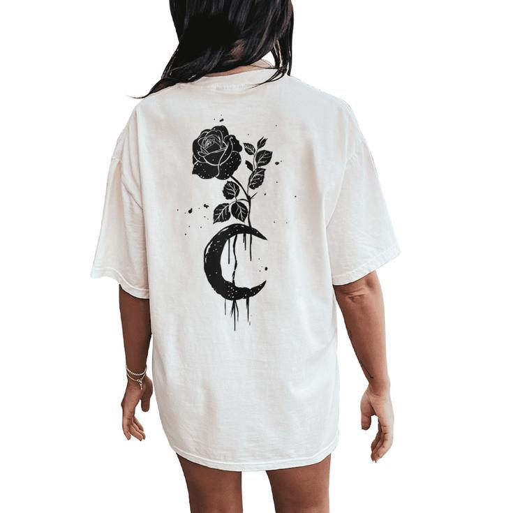 Rose Black Flower Roses Women's Oversized Comfort T-Shirt Back Print