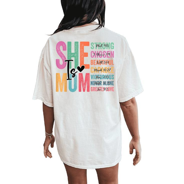 She Is Mom Strong Chosen Beautiful Capable Victorious Women's Oversized Comfort T-Shirt Back Print