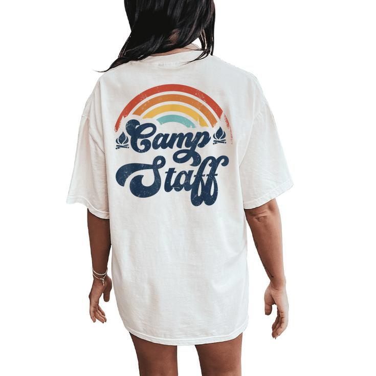 Summer Camp Counselor Staff Groovy Rainbow Camp Counselor Women's Oversized Comfort T-Shirt Back Print