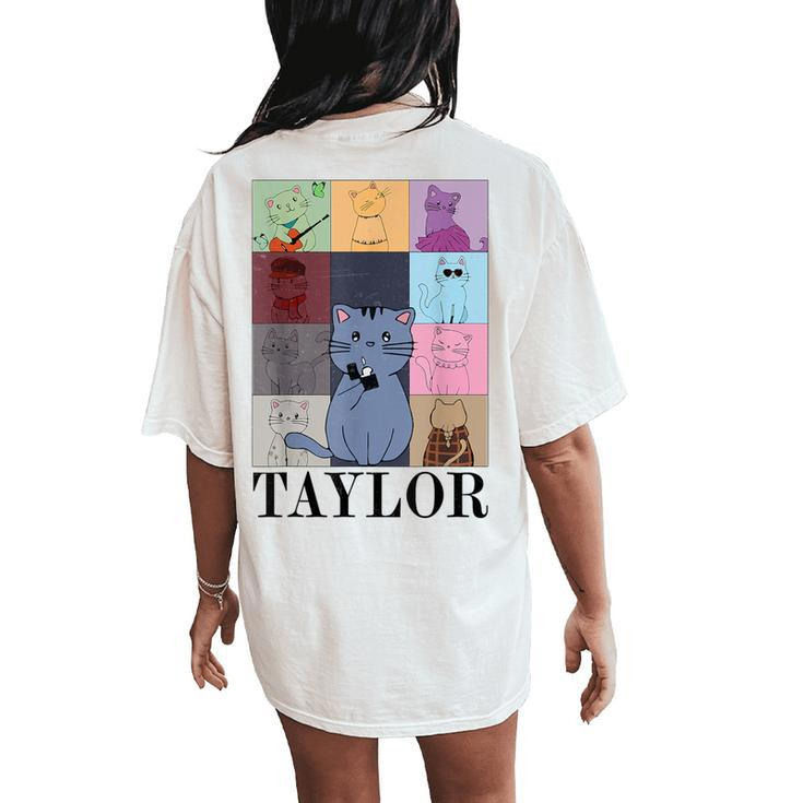 Taylor Personalized Name I Love Taylor Girl Groovy 70'S Women's Oversized Comfort T-Shirt Back Print