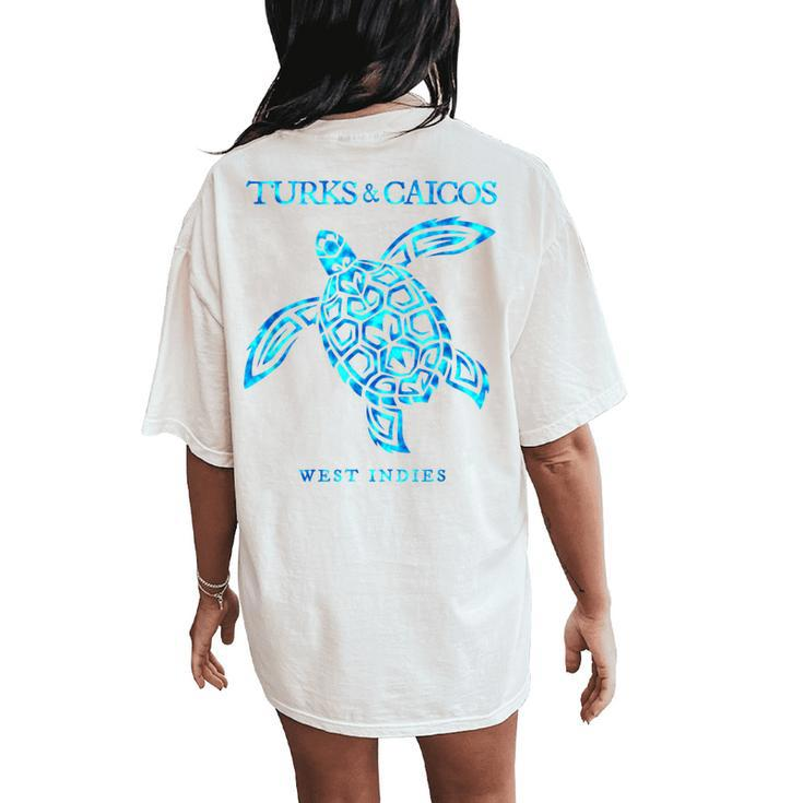 Turks And Caicos Islands Sea Turtle Boys Girls Souvenir Women's Oversized Comfort T-Shirt Back Print