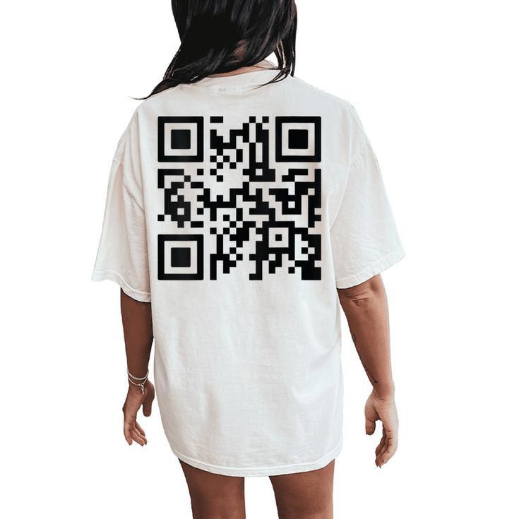 Unique Qr-Code With Humorous Hidden Message Women's Oversized Comfort T-Shirt Back Print