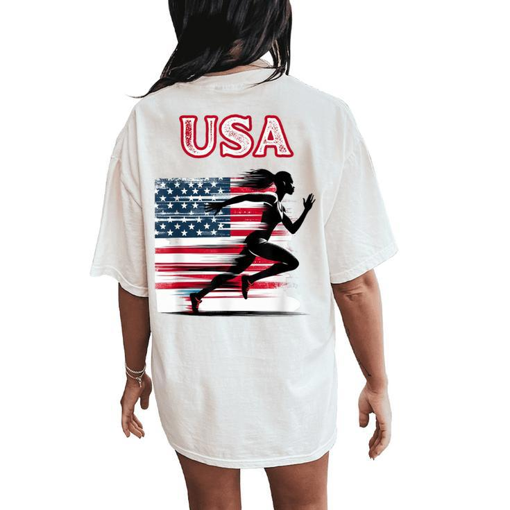 Usa Track And Field Girls Accessories Apparel Women's Oversized Comfort T-Shirt Back Print