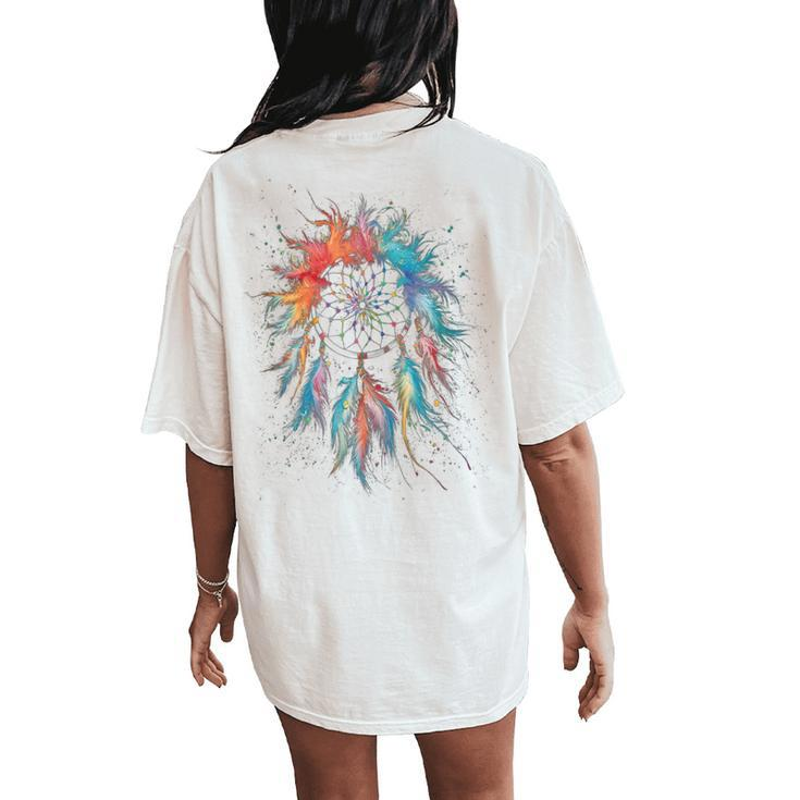 Vintage Boho Dream Catcher Watercolor Women's Oversized Comfort T-Shirt Back Print