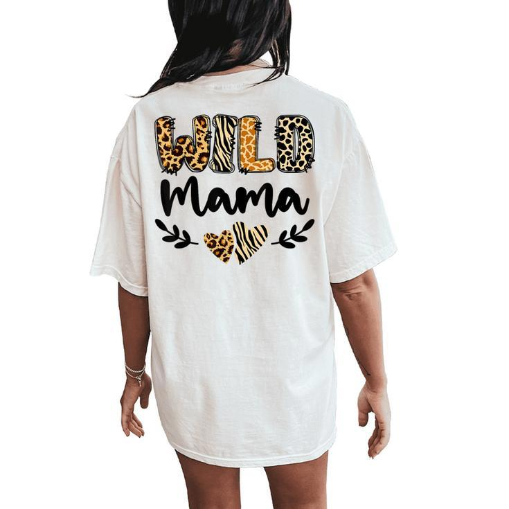 Wild Mama Three One Birthday Safari Family Decorations Party Women's Oversized Comfort T-Shirt Back Print