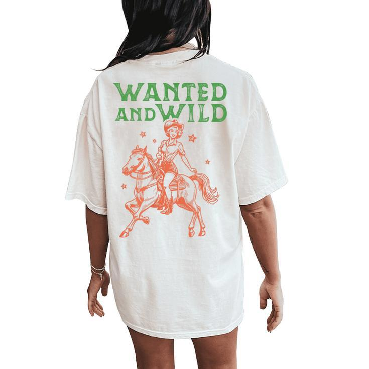 Wild West Horse Cowgirl Vintage Cute Western Rodeo Graphic Women's Oversized Comfort T-Shirt Back Print