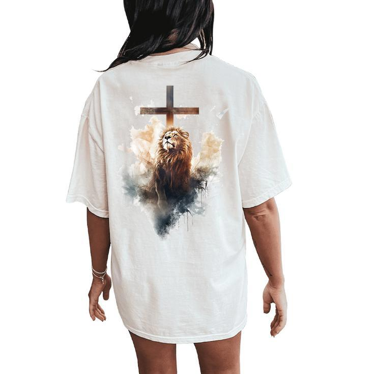 Yeshua Lion Of Judah Christian Faith Women's Oversized Comfort T-Shirt Back Print