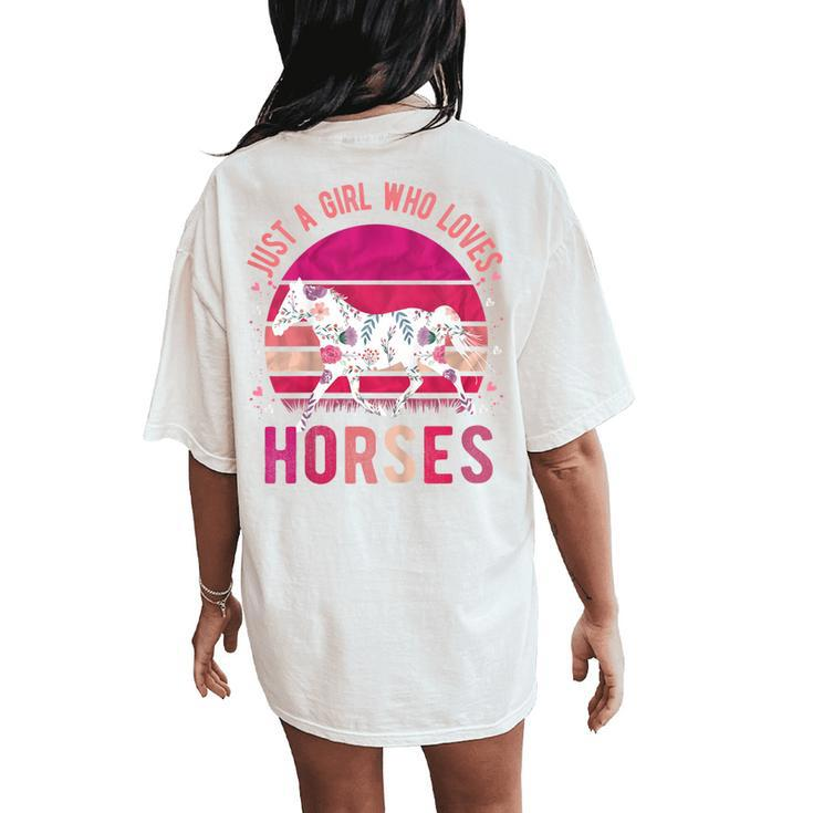 Youth Just A Girl Who Loves Horses Vintage Retro Women's Oversized Comfort T-Shirt Back Print