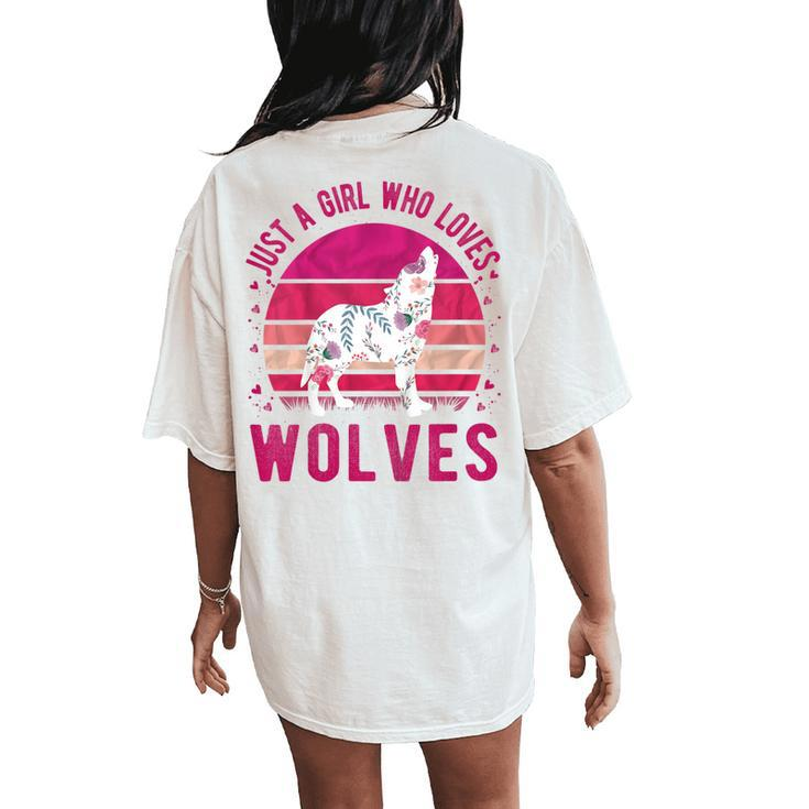 Youth Just A Girl Who Loves Wolves Vintage Retro Women's Oversized Comfort T-Shirt Back Print
