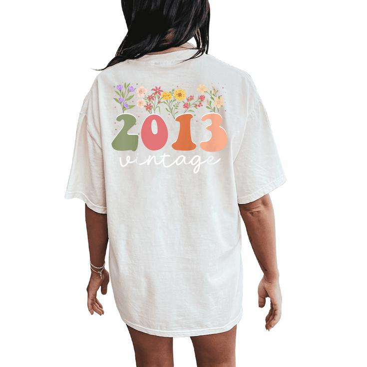 Youth Vintage 2013 Flower 11Th Birthday 11 Years Old Girl Women's Oversized Comfort T-Shirt Back Print