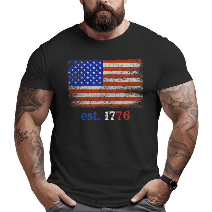 4Th Of July American Flag 1776 Proud Veteran Big and Tall Men T-shirt