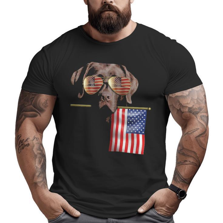 4Th Of July Fun American Flag Chocolate Labrador Dog Lover T Big and Tall Men T-shirt