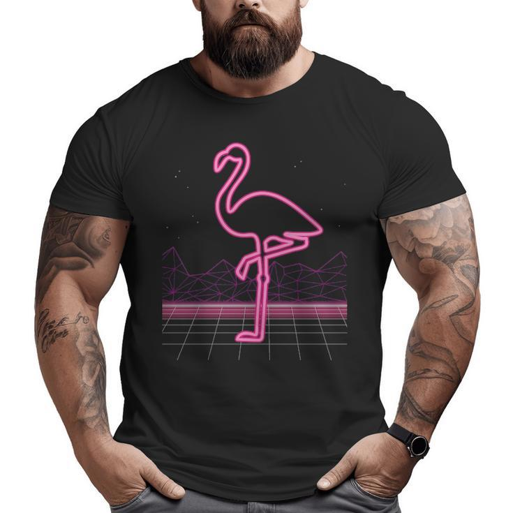 80S Retro Neon Sign Pink Flamingo 80'S Big and Tall Men T-shirt