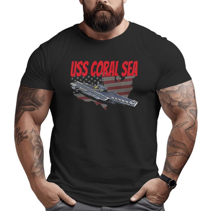 Aircraft Carrier Uss Coral Sea Cva-43 For Grandpa Dad Son Big and Tall Men T-shirt