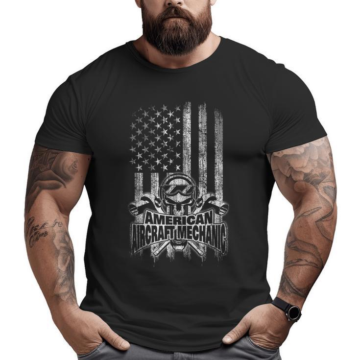 Aircraft Mechanic American Flag Skull And Ratchets Big and Tall Men T-shirt