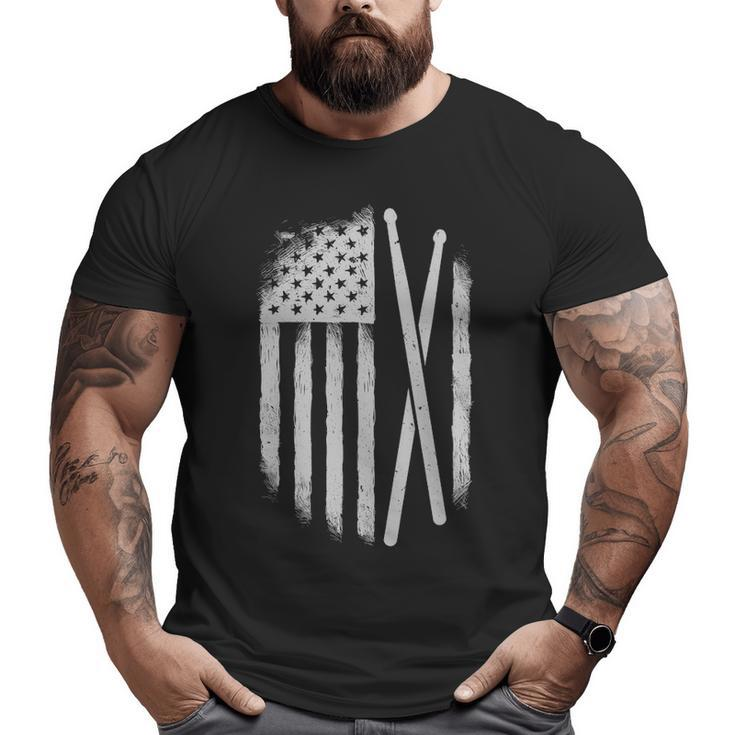 American Flag Drumsticks Usa Drummers Vintage Drum Sticks Big and Tall Men T-shirt