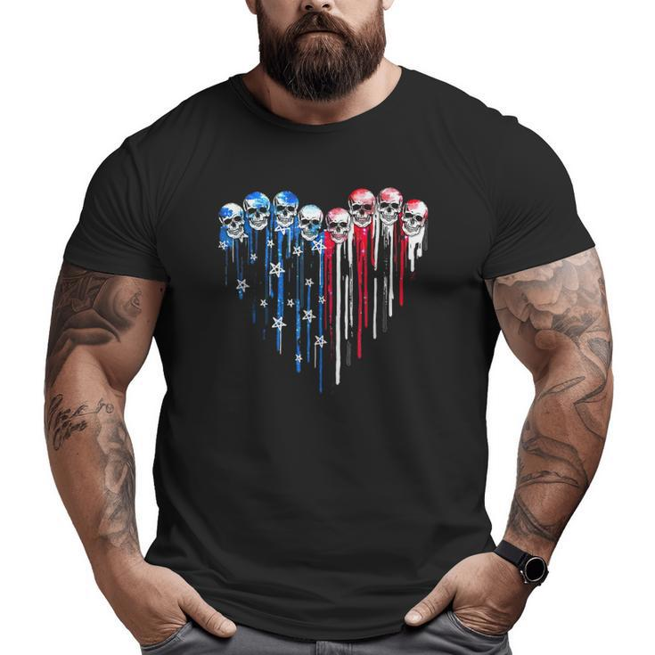 American Flag Heart Skull 4Th Of July 2021 Skull Lover Big and Tall Men T-shirt
