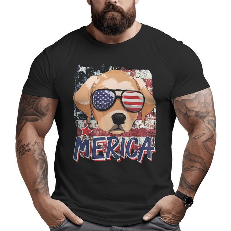 American Flag Merica Labrador Retriever 4Th Of July Boys Big and Tall Men T-shirt