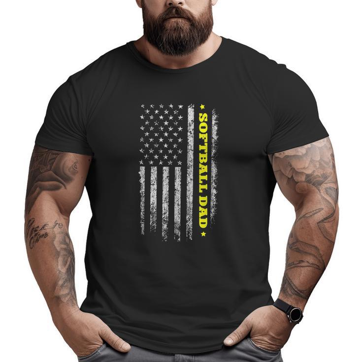 American Flag Softball Dad Father's Day Independence Day Big and Tall Men T-shirt