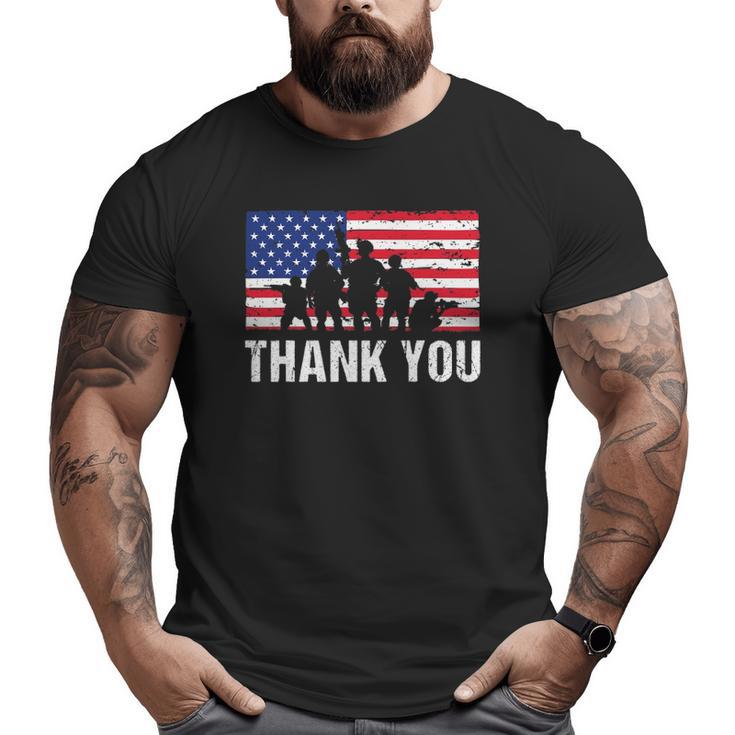 American Flag Soldiers Usa Thank You Veterans Proud Veteran Big and Tall Men T-shirt