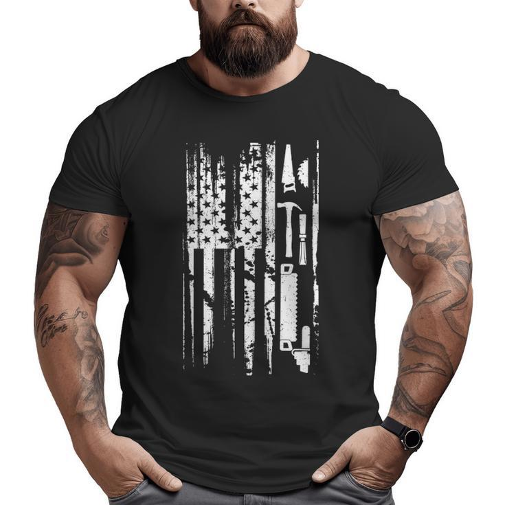 American Flag Woodworking Gif Carpenter Wood Working Big and Tall Men T-shirt