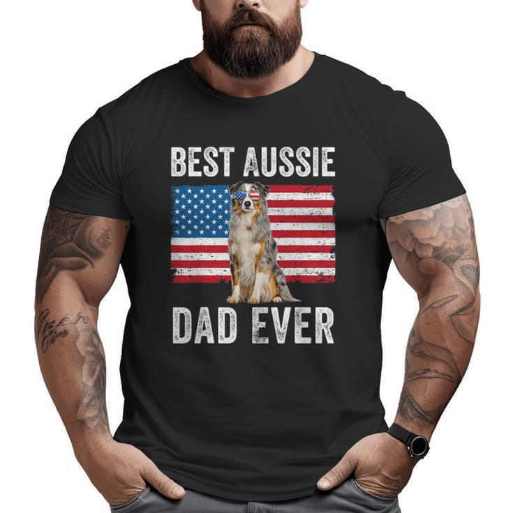 Australian Shepherd Dad American Flag Dog Lover Aussie Dad Big and Tall Men T-shirt
