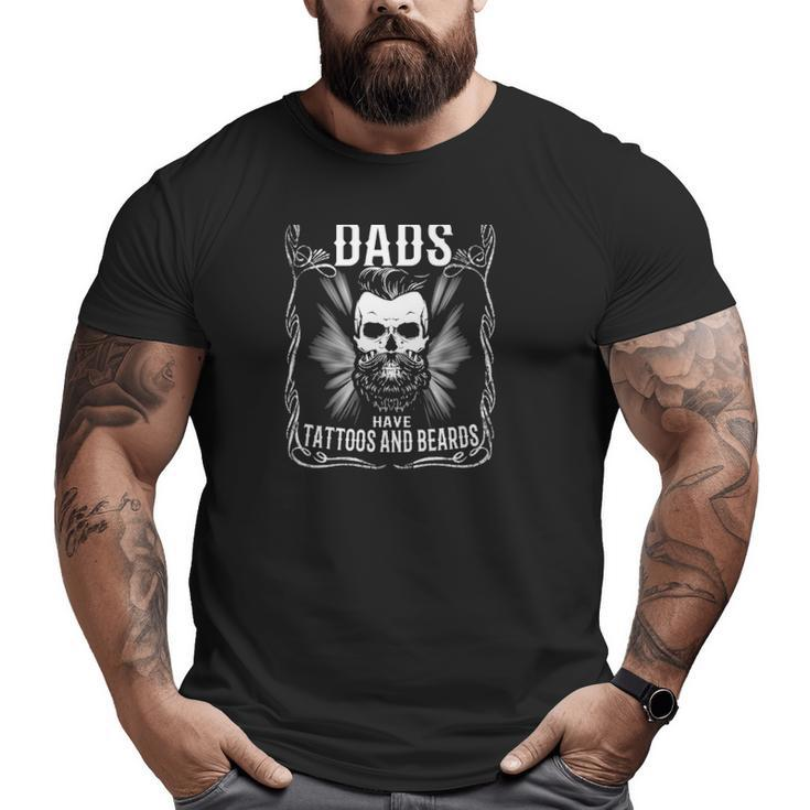 Awesome Dads Have Tattoos And Beards Skull Big and Tall Men T-shirt