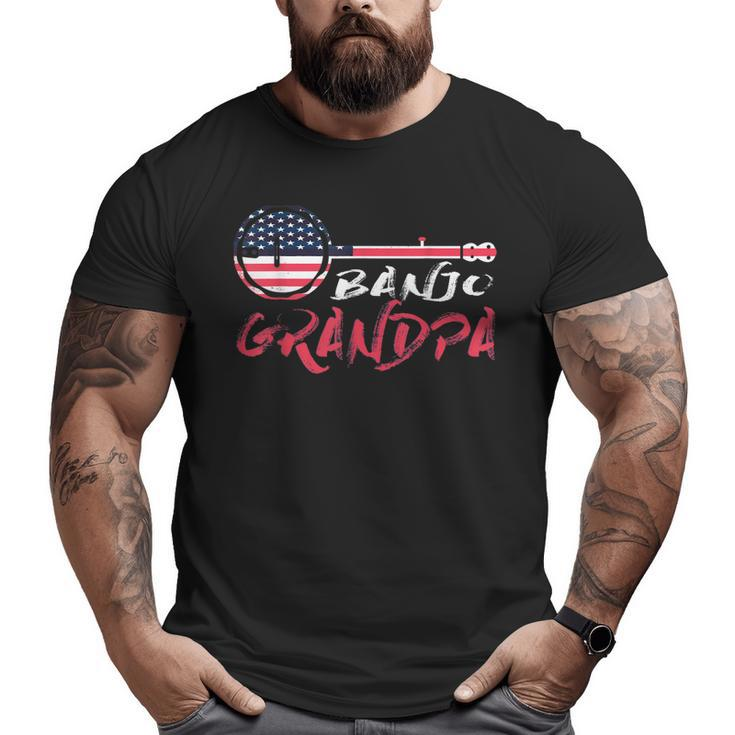 Banjo Grandpa 4Th Of July American Flag Usa Big and Tall Men T-shirt