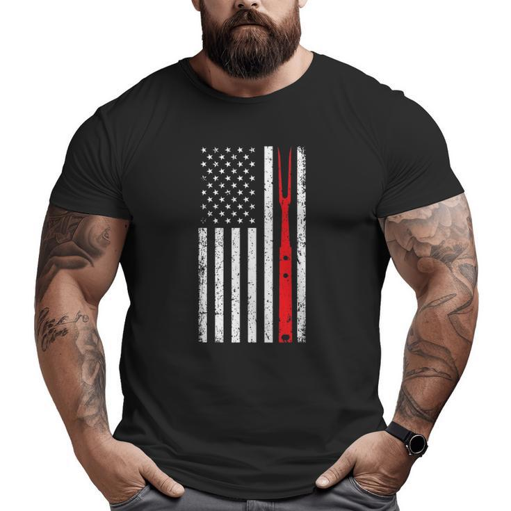 Barbecue For Men Dad Patriotic American Flag Bbq Tools Big and Tall Men T-shirt
