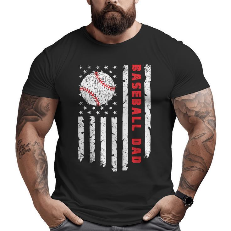 Baseball Dad Usa American Flag Patriotic Dad Father's Day Big and Tall Men T-shirt