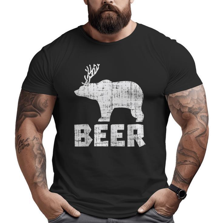 Bear Deer Beer Drinking Hunting Camping Dad Uncle  Big and Tall Men T-shirt