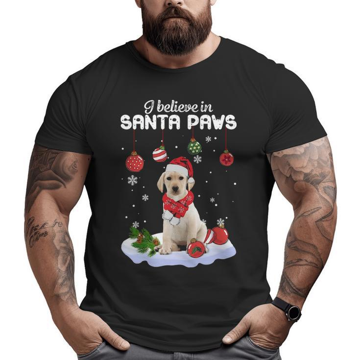 I Believe In Santa Paws Yellow Labrador Big and Tall Men T-shirt