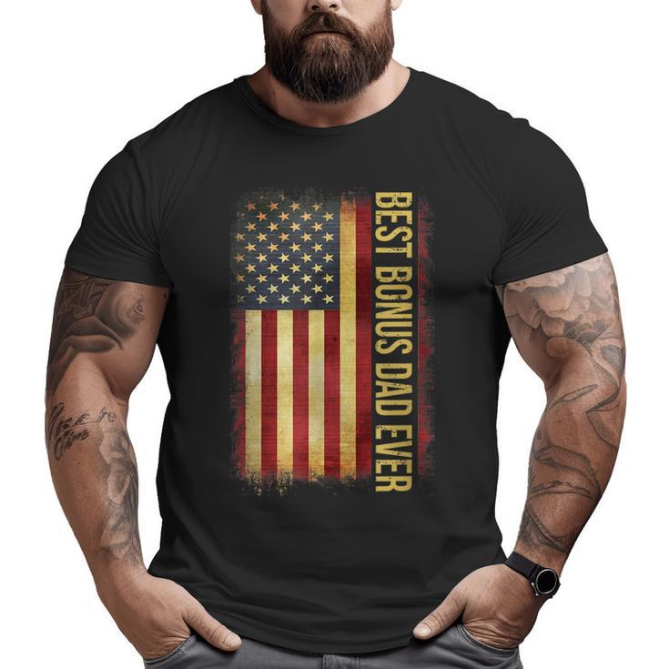 Best Bonus Dad Ever American Flag Father's Day Big and Tall Men T-shirt