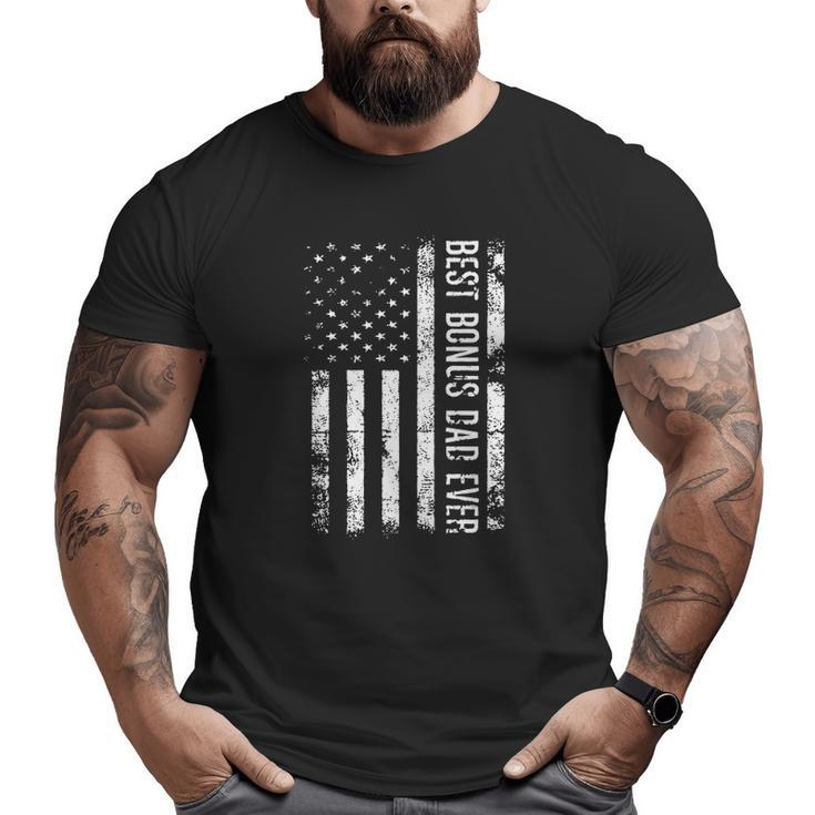 Best Bonus Dad Ever American Flag Father's Day Vintage Big and Tall Men T-shirt