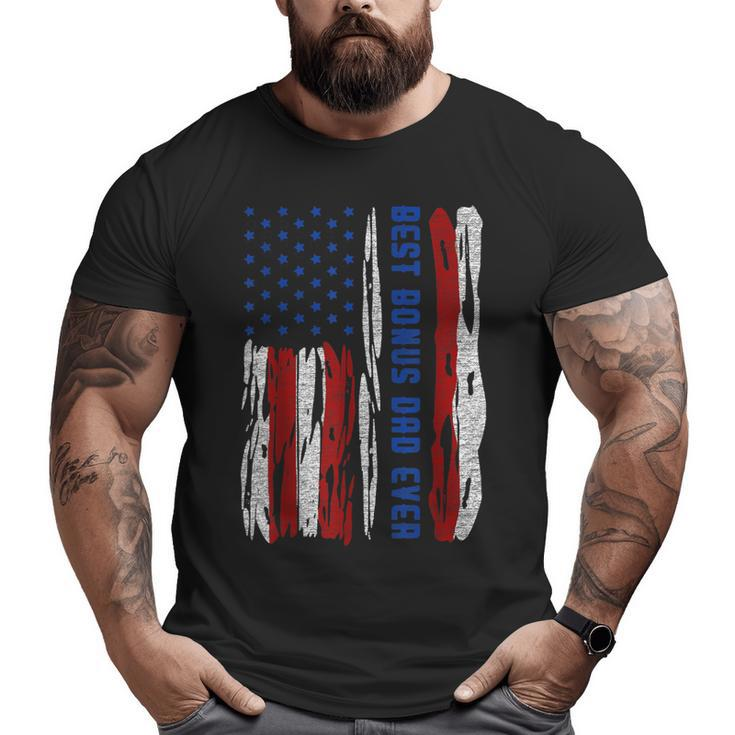 Best Bonus Dad Ever Us Flag Step Father Father's Day  Big and Tall Men T-shirt