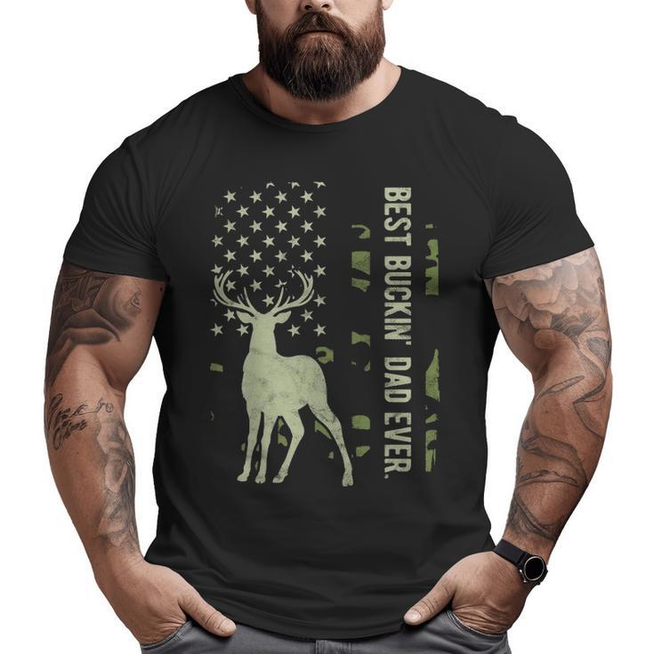 Best Buckin' Dad Camouflage American Flag Deer Hunting Big and Tall Men T-shirt