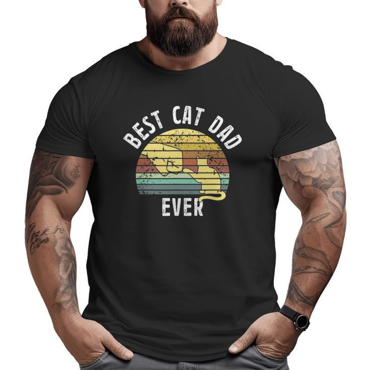 Best Cat Dad Ever Father's Day Retro Sun Cats Lovers Big and Tall Men T-shirt