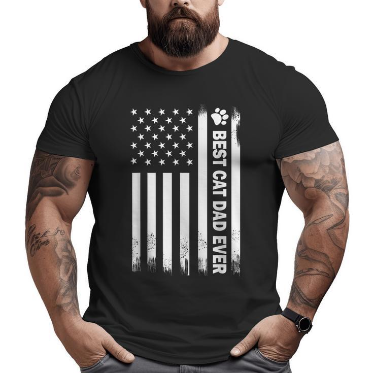 Best Cat Dad Ever Us Flag For Cat Dad Father's Day Big and Tall Men T-shirt