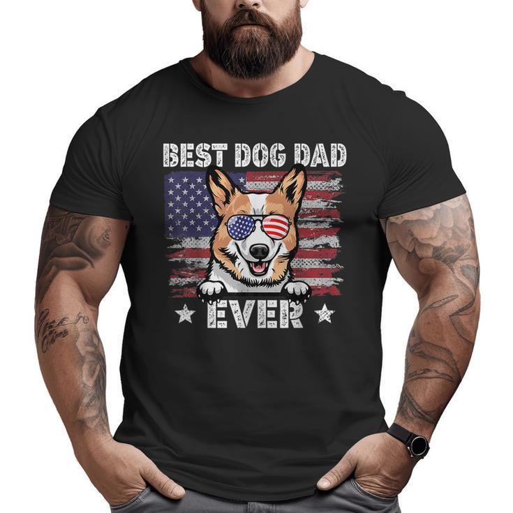 Best Corgi Dad Ever American Flag Fathers Day Big and Tall Men T-shirt