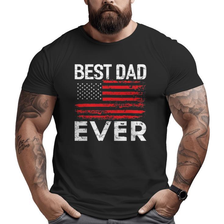 Best Dad Ever With Us American Flag Big and Tall Men T-shirt