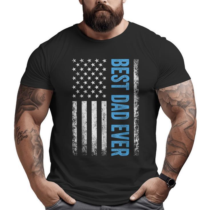 Best Dad Ever Us American Flag For Father's Day Big and Tall Men T-shirt
