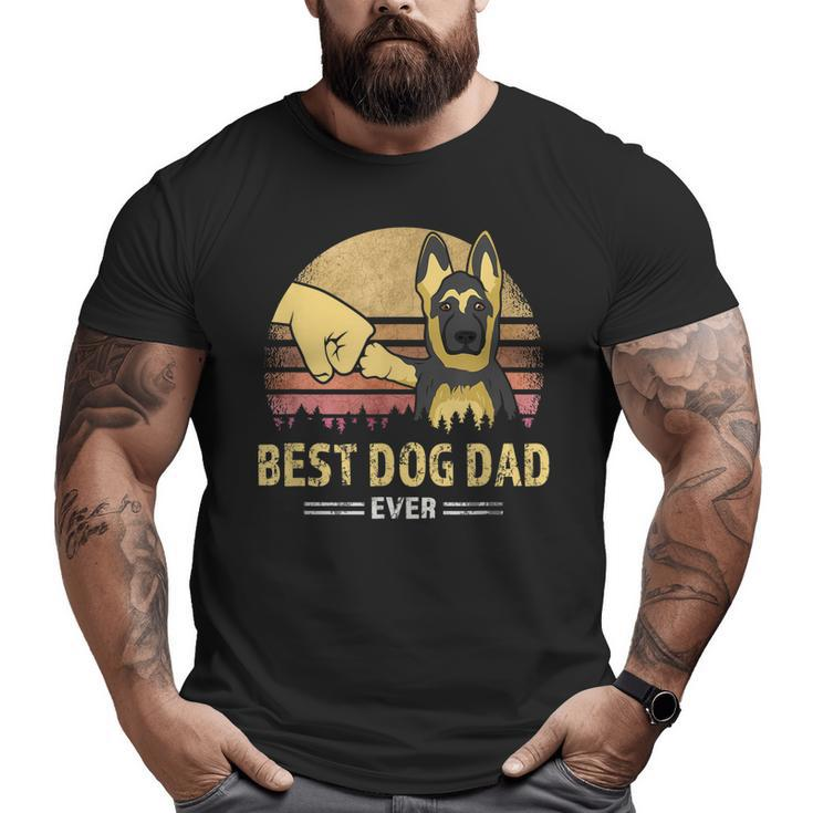 Best Dog Dad Ever German Shepherd Retro Puppy Lover  Big and Tall Men T-shirt