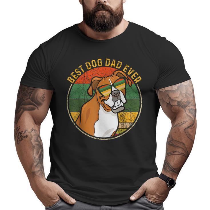 Best Dog Dad Ever Retro Vintage Boxer Dog Lover  Big and Tall Men T-shirt