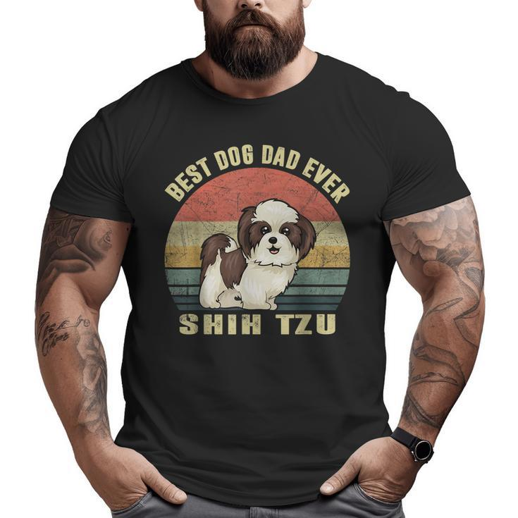 Best Dog Dad Ever Retro Vintage Shih Tzu Dog Lover  Big and Tall Men T-shirt