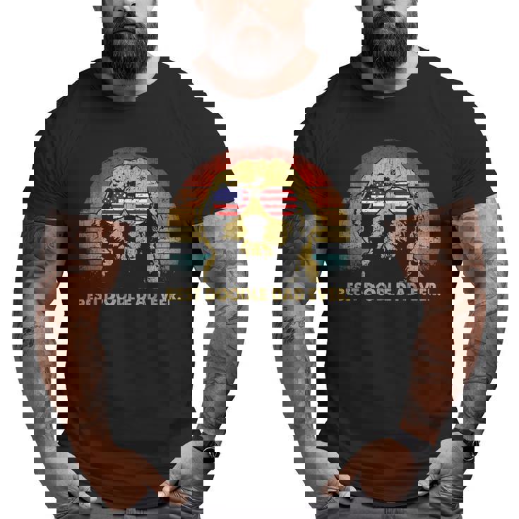 Best Doodle Dad Ever Usa Flag Retro Goldendoodle Lover  Big and Tall Men T-shirt