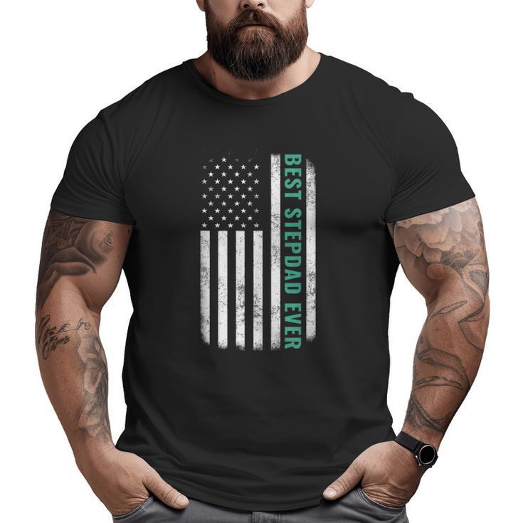Best Stepdad Ever Vintage American Flag Tee Father's Day Big and Tall Men T-shirt